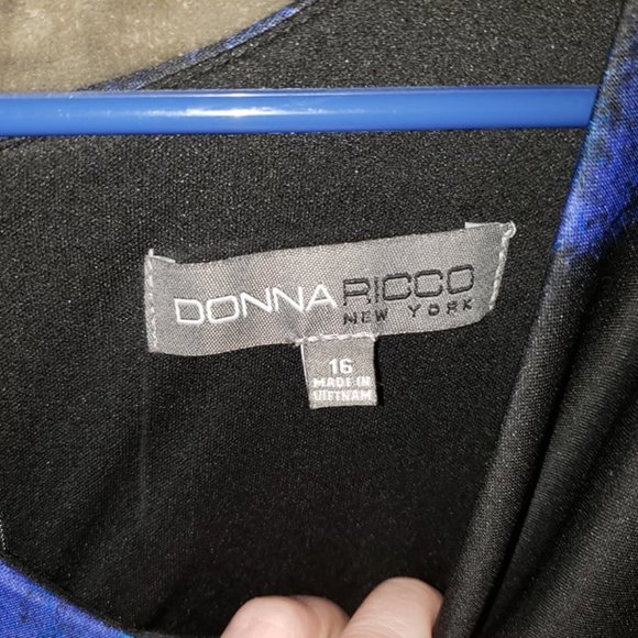 Donna Ricco New York Black/Blue Multi Dress  Size 16 - Picture 3 of 4